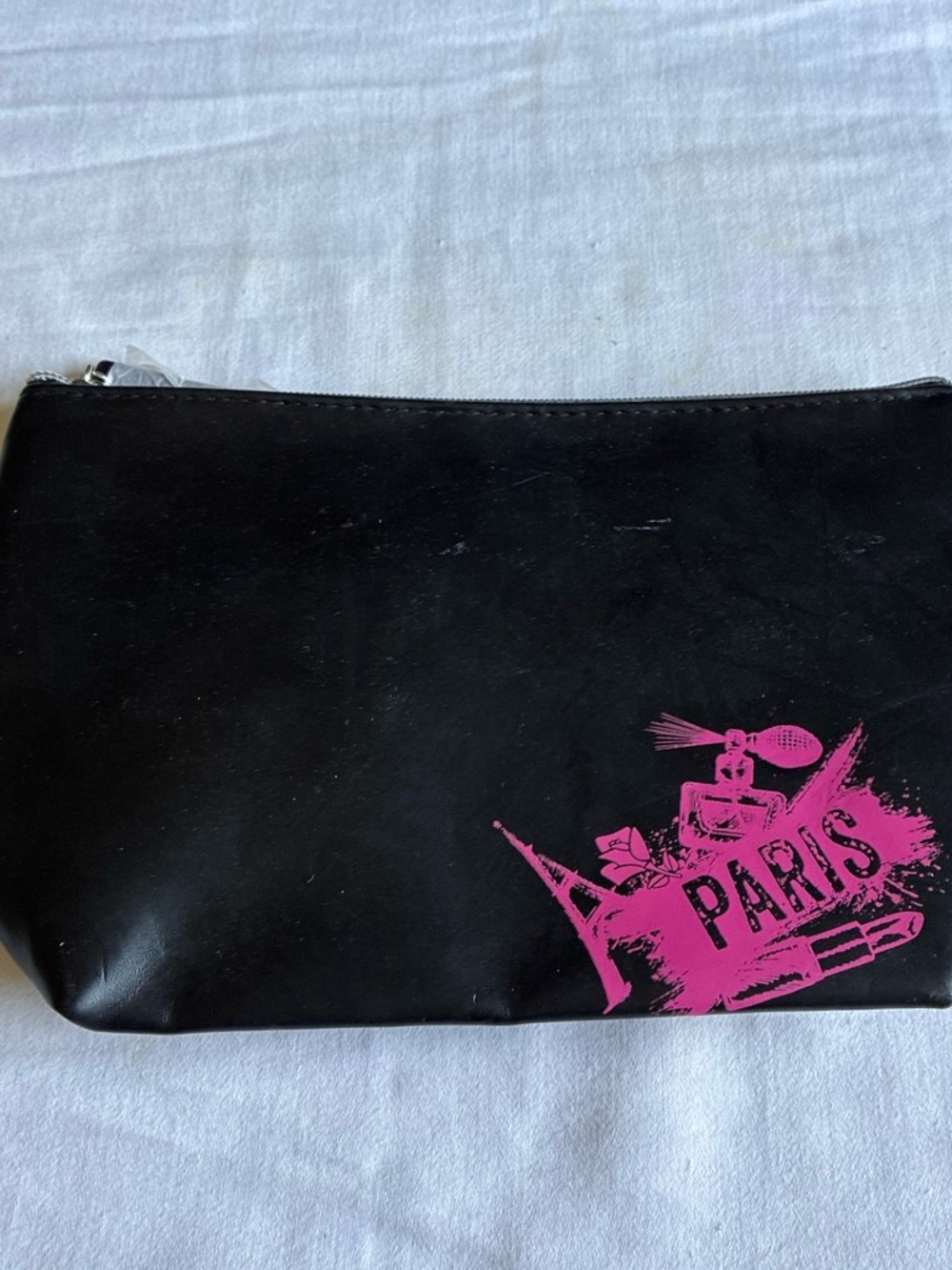 Black and Pink 'Paris' Cosmetic Pouch - Women Makeup Bag
